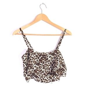 LF x Dream State Leopard Animal Woven Cropped Top